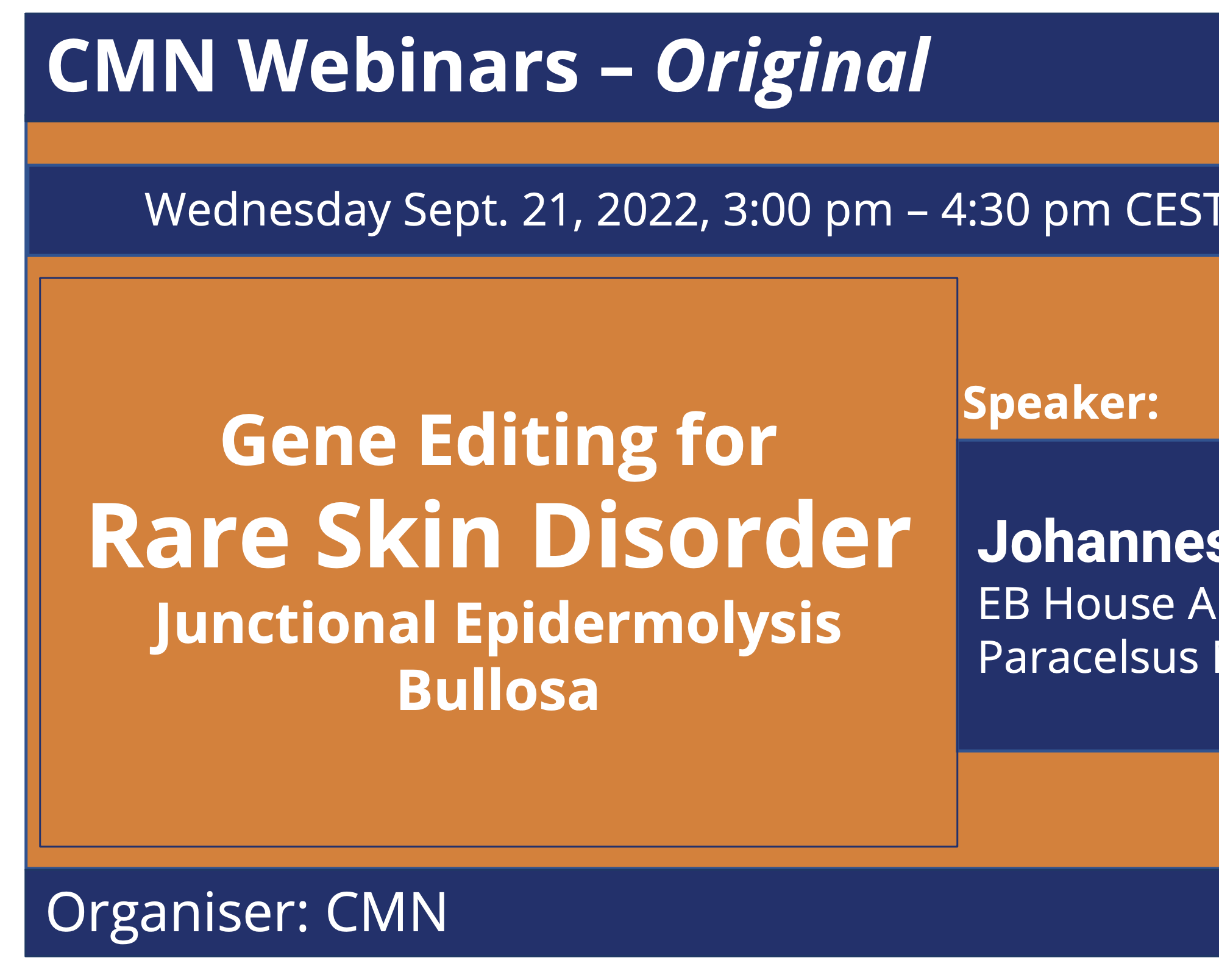 CMN Webinar: Gene Editing for Rare Skin Disorder Junctional Epidermolysis Bullosa