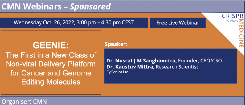 CMN Webinar: A Novel Non-viral Cargo Delivery Platform: The First in a New Class