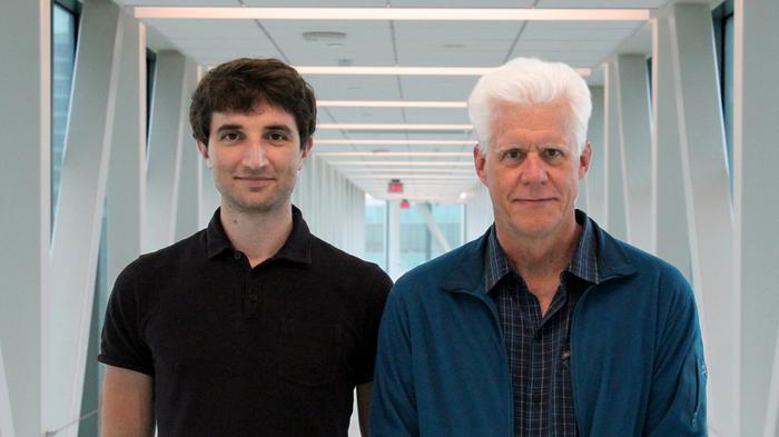 Francesco Chemello (left) is a postdoctoral researcher in the lab of professor Eric Olson (right)....