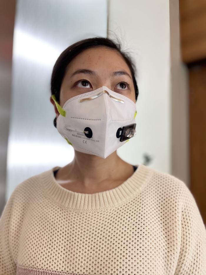 The CRISPR system can be integrated into any standard face mask. The wearer pushes a button on the...